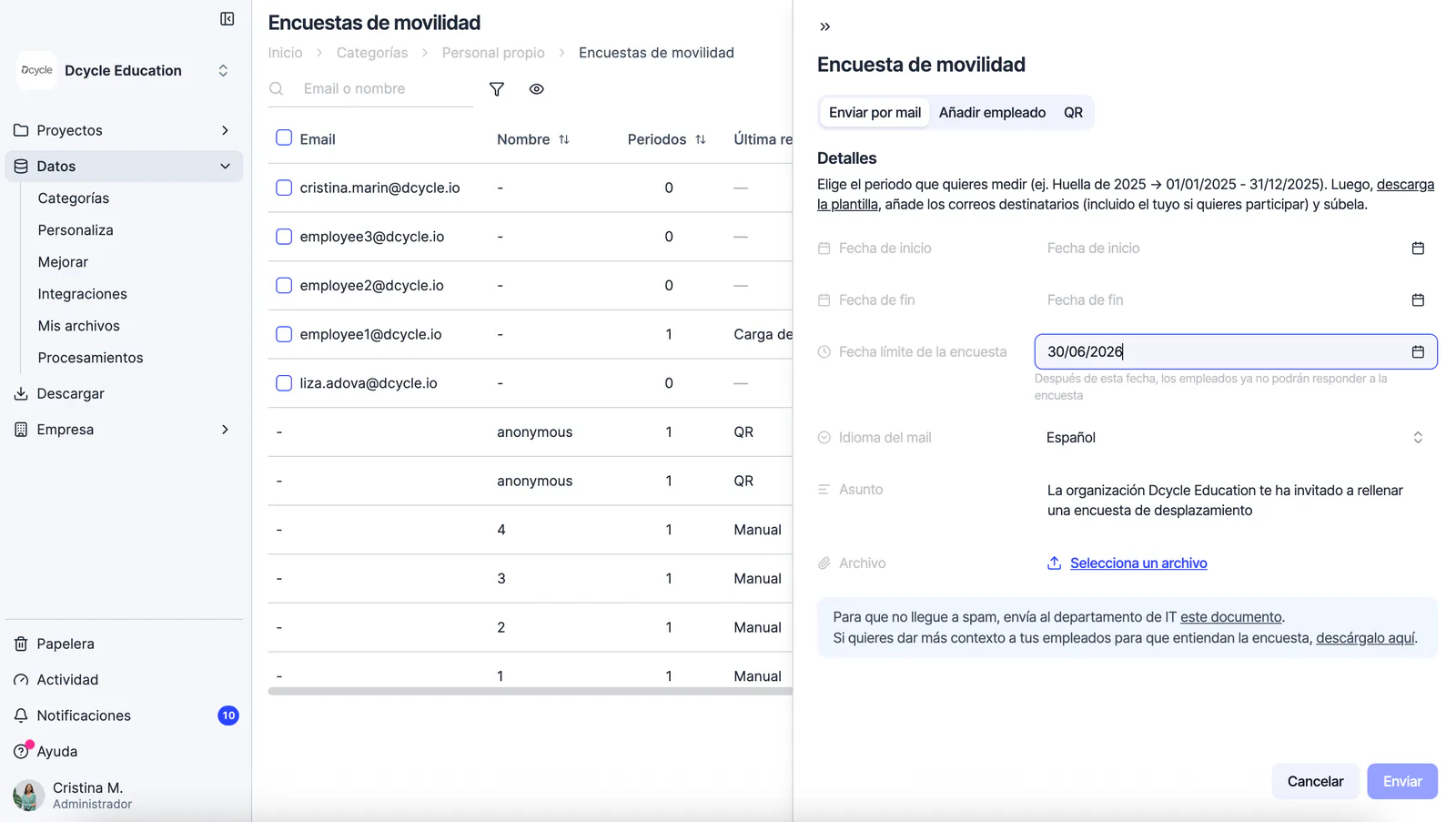 Fecha límite en encuestas de movilidad