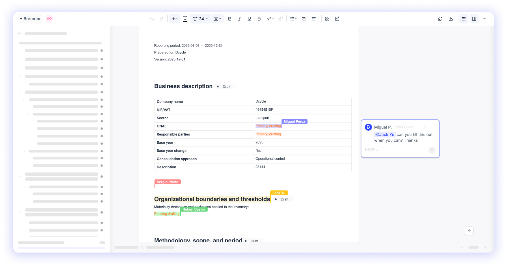 Real-time collaboration in reports