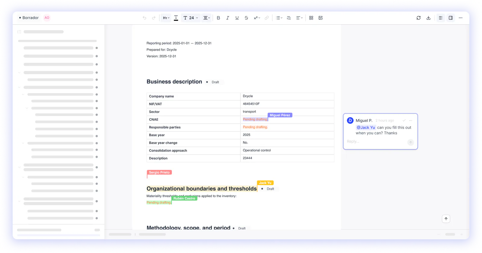 Real-time collaboration in reports