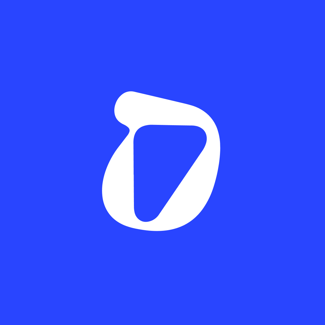 D mark on blue