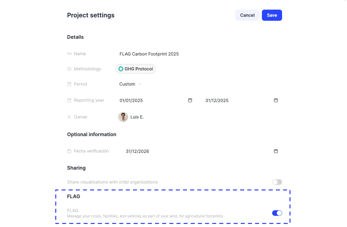 Project settinas